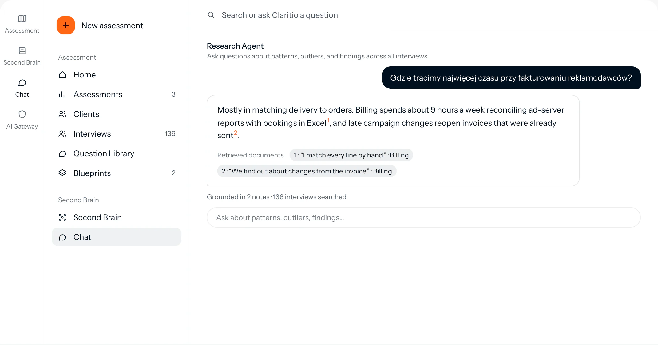 A question asked in Polish and answered from the company’s own interviews, citing the interviews it drew on.